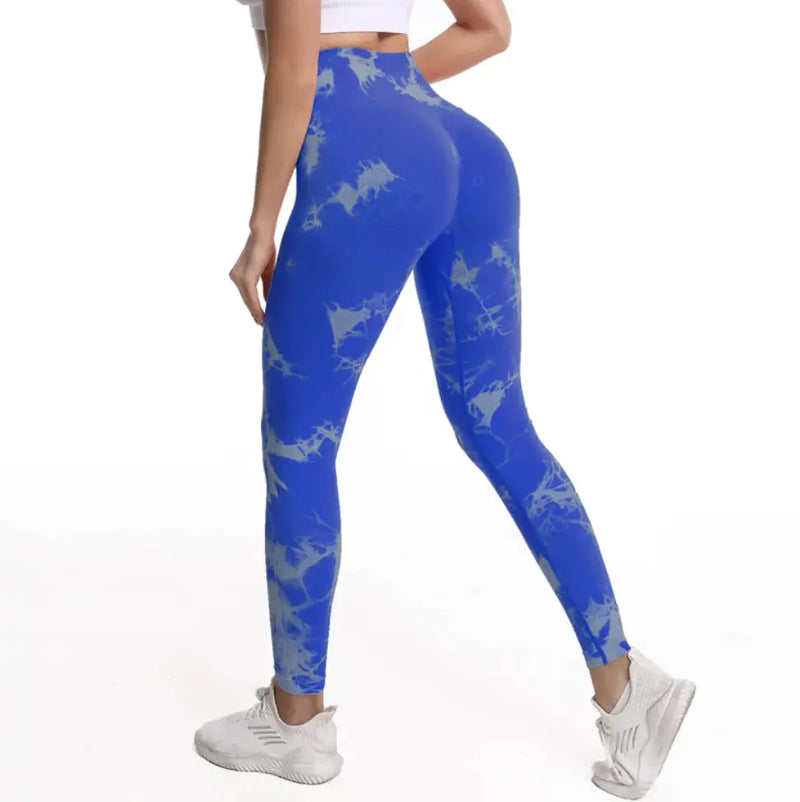 Women's Fashionable Simple Tie-dye Printed High Waist Hip Lift Sports Running Fitness Pants